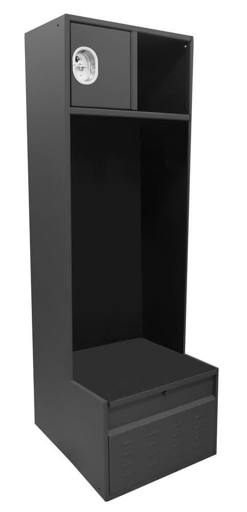 The Athletic Edge L-shape welded steel athletic locker in black
