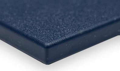 Edge of a blue color-through HDPE plastic locker panel