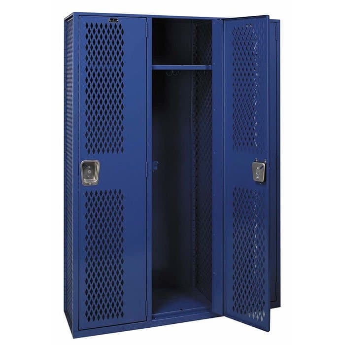 Marquis Champion ventilated athletic lockers in blue with one door open