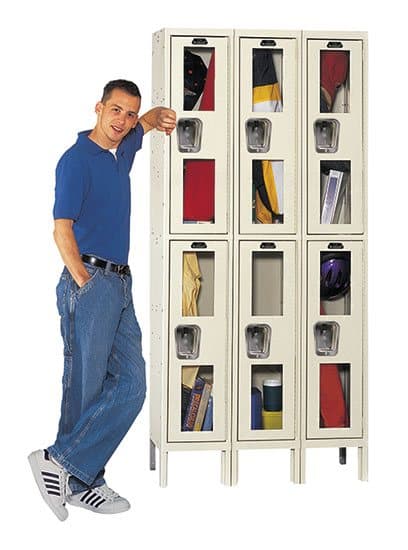 Safety-View metal lockers with polycarbonate see-through door panels