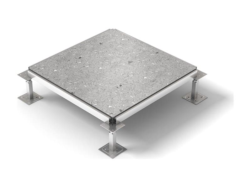 Grey ESD static control vinyl factory laminated to a raised access floor panel