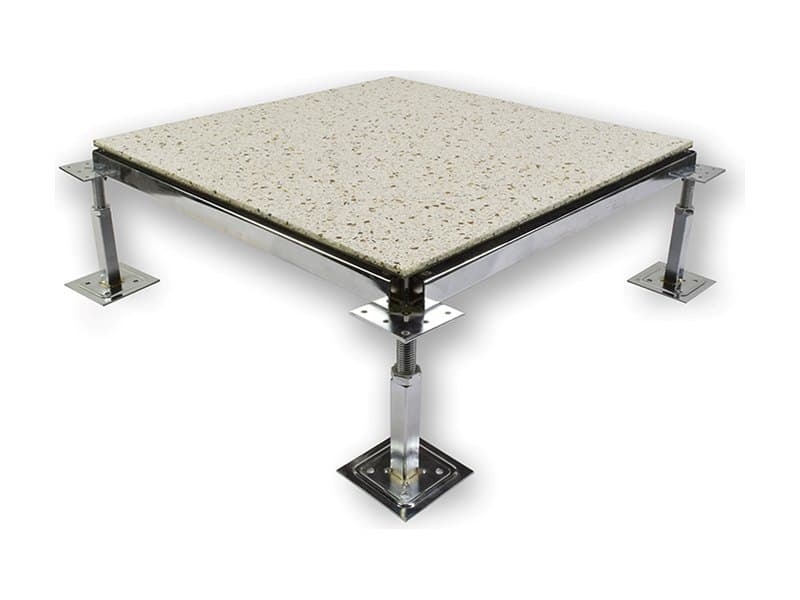 Speckled terrazzo finish laminated to a ConCore raised access floor panel