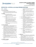 Cover of Modernfold Acousti-Clear Automatic Paired Panel Tech Data